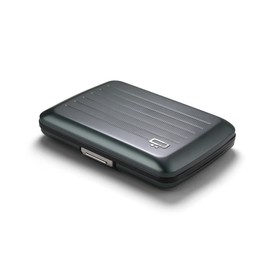 ÖGON -DESIGNS- Aluminum card holder with metal lock, RFID protection against fraud and demagnetization, compact wallet, Smart Case OSLO model (Aluminum Platinum)