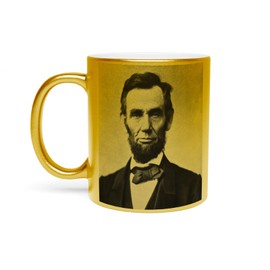 Fabulous Goldene Tasse aus verchromter Keramik - Abraham Lincoln USA Präsident Photo Ancienne - 325 ml