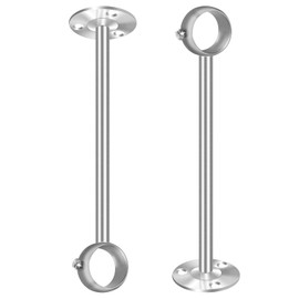 10 Inch Ceiling Curtain Rod Brackets, Heavy Duty Ceiling Curtain Rod Holder for 1 Inch Drape Poles, Stainless Steel Curtain Rod Hooks, 2 Pack, Silver
