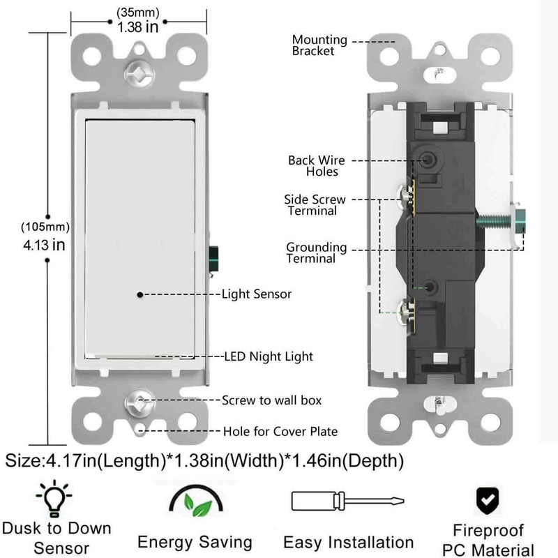 2Pack SOZULAMP Illuminated Light Switch-Single Pole Wall Switch with Night