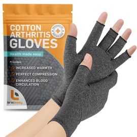 BraceEasy Arthritis Gloves / Compression Gloves, Fingerless Gloves for Carpal Tunnel, Rheumatoid, Raynaud's, Tendonitis, Hand Pain, Computer Typing, Women & Men (Gray, Medium)