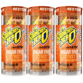 Sqwincher Zero Qwik Stik - Single Serve, Sugar Free, Low Calorie, Low Sodium Electrolyte Replacement Powder Hydration Drink Mix, 0.11 oz Packet | ORANGE - Pack of 30