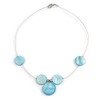 Avalaya Delicate Floating Light Blue Shell Bead Wire Necklace in