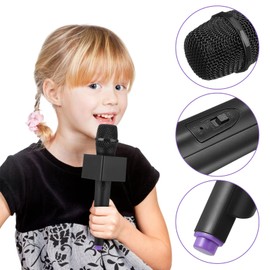 STOBOK Childrens Toys Pretend Microphone with Stand Fake Microphone Prop with Square Cube Interview Mic Microphone for Karaoke Fun Stage Kids Toys