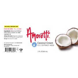 Amoretti - Coconut Cream Extract Oil Soluble 2 oz - Highly Concentrated & Perfect For Pastry or Savory applications, Preservative Free, Vegan, Kosher Pareve, TTB Approved, Non-GMO