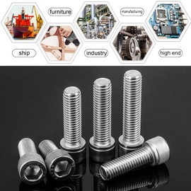 WJUAN 110-Piece M5 Screw and Nut Set - 304 Stainless Steel Allen Bolts (10/20/30/40/55mm) for DIY, Furniture & Machinery