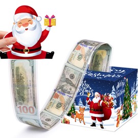 Meiidoshine Christmas Money Box for Cash Gift Pull, Surprise Money Holder for Kids Adults with 100Pcs Transparent Bags - Fun Ways to Give Cash As A Gift for Your Loved Ones