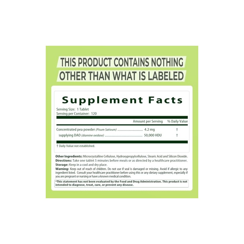 MAX DAO Enzyme Supplement 120 Tablets, 50,000 HDU per Tablet