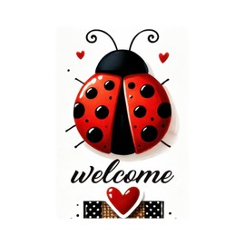 BlissYard Welcome Spring Garden Flag 12x18 Inch Double-Sided Beetle Backdrop Photography Background Small Flag for Yard Lawn Porch Everyday Outdoor Indoor Decoration Holiday Garden Flags for All Seasons