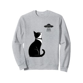 Tuxedo Cat UFO T-Shirt Funny Alien Cat Lover Gift Whimsical Sweatshirt