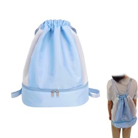 PrimeBlis プールバッグ プール 水泳 乾湿分離 バッグスポーツ ビーチバッグ 防水 軽量 大容量 シューズ収納可能 運動 旅行 アウトドア 男女兼用 (ブルー, 47cm)