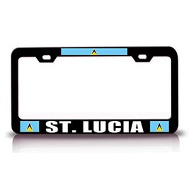 Custom Brother - ST Lucia Flag Metal Car SUV Truck License Plate Frame Bl x60