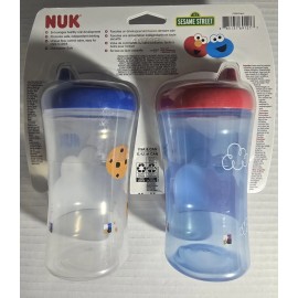 NUK Sesame Street Hard Spout 10 oz Cups 2 Pack Elmo Cookie Monster Kids Drinking