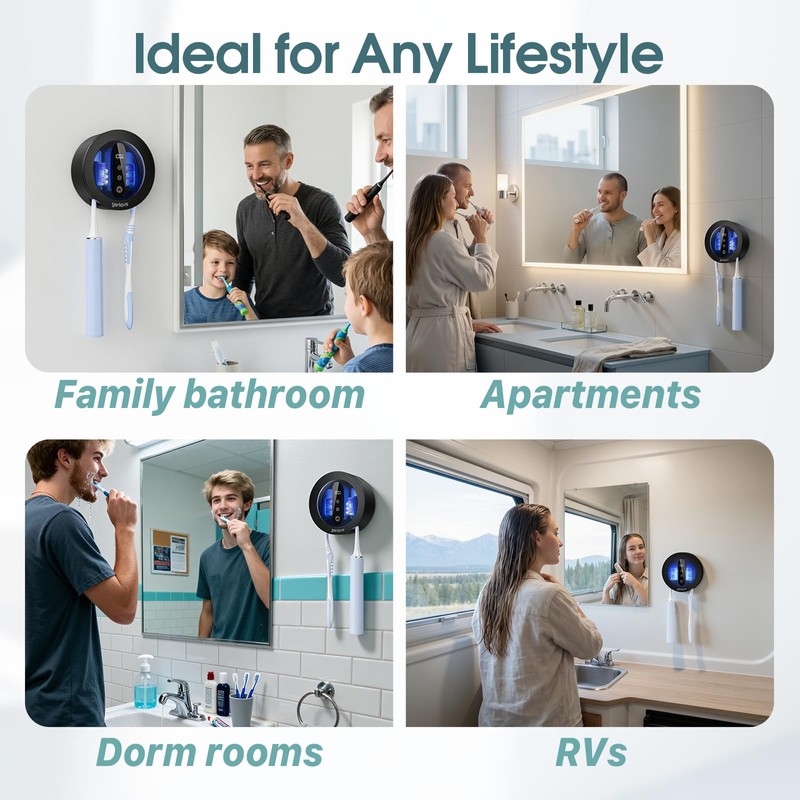 YenLove Upgraded Toothbrush Holders for Bathroom, Tooth Brush Holders Wall