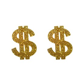 Sparkly Dollar Sign Dangle Earrings Acrylic Shiny Dollar Money Stud Earrings for Women Statement Holiday Jewelry-gold stud