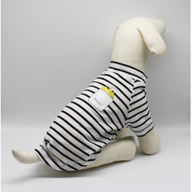 Petzzi Pet Dog Puppy Cat Clothes Light Weight Summer Striped T Shirt with Printed Pocket - Miles (Large, Black/White Stripes)