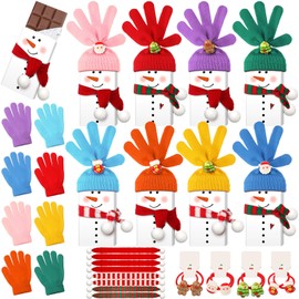 Wettarn Christmas Snowman Candy Bar Kit Christmas Chocolate Bar Wrapper with Gloves Scarfs and Accessories Xmas Activities Snowman Making Kit for Holiday Favor Supplies (No Chocolate)