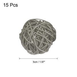 sourcing map 15 Pcs Wicker Rattan Balls, 2inch Wood Decorative Balls Vase Fillers for Centerpiece Bowl Orbs Fillers Tree Wedding Home Decor, Light Grey