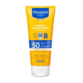 Mustela Mustela Baby Mineral Sunscreen Lotion SPF 50 Broad Spectrum - Face & Body Sun Lotion for Sensitive Skin - Water Resistant & Fragrance Free - Regular & Family Size