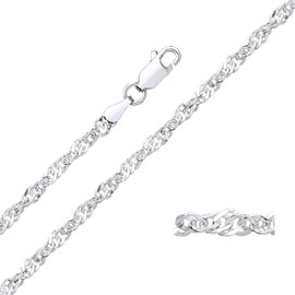 Old English Jewellers Sterling Silver 3mm Singapore Chain Necklace 16 18 20 22 24 inch - 925 Silver (22)