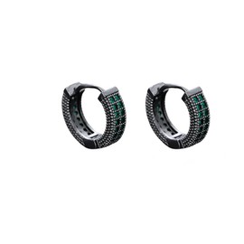 Small Black Hoop Huggie Earrings for Men Dainty Cubic Zirconia Cartilage Earring Trendy Hypoallergenic Jewelry-Green
