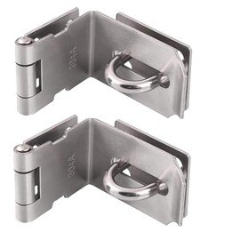 WANLIAN 2 Pieces 90 Degree Right Angle Padlock Hasp Door Latch 90 Degree for Push/Sliding Barn Door, 2.0mm Thickness, Satin Nickel, 4 Inch