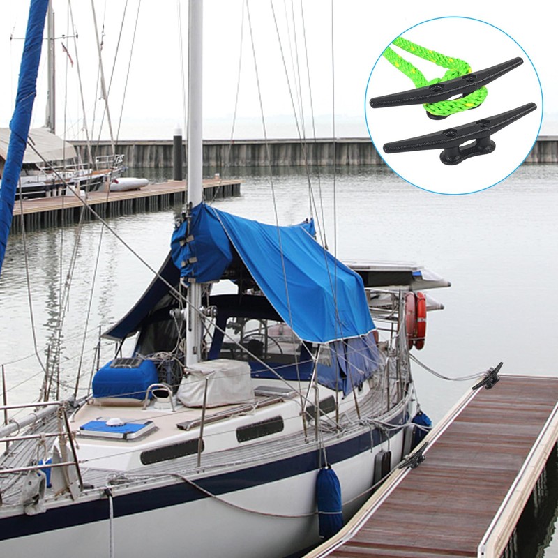 BALAVA Boat Cleats 6 inch,Boat Dock Cleats,Electrophoretic Coated Black Dock