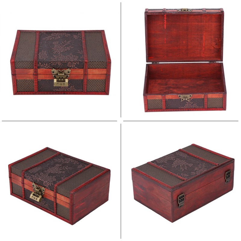 Classical Wooden Jewelry Storage Box Chest Case Holder Organizer with