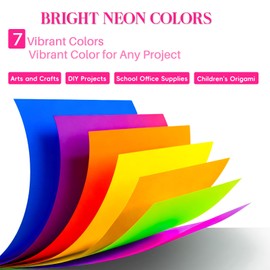 Colored Copy paper 8.5X11 Inches,140 Sheets 20 lb/80GSM 7 Colors Neon Fluorescent Letter Size Printer Multipurpose Paper for Office School Education Daily Printing,Document Copying,Study