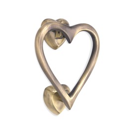 Infinity Decor Antique Brass Heart Shaped Door Knocker - High Quality Solid Brass Door Knocker for Entrance Door, Gate, Furniture