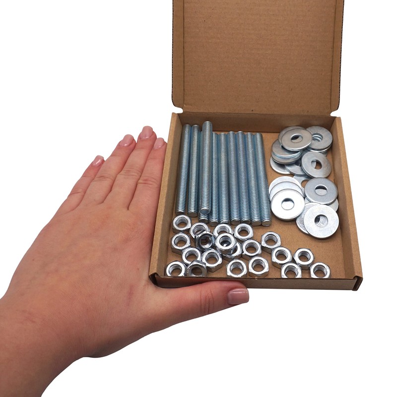 SKIR'CO (Pack of 10) Steel Fully Threaded Rods M8 x