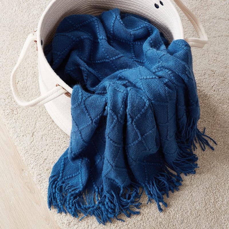 BOURINA Textured Solid Soft Sofa Throw Couch Cover Knitted Decorative