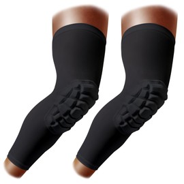 Knee Sleeve Pad Compression Leg Sleeve for Football Volleyball Basketball Wrestling Protector Gear, 2 Packs Knee Paded(Black_M_2 Pcs)