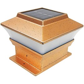 Set of 2 Copper Finish Color Outdoor Garden 4 x 4 Solar Power LED Post Deck Cap Square Fence Light Landscape Lamp Wood…