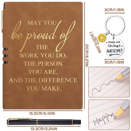 Thank You Gifts Leaving Gifts for Colleagues, A5 Notebook Journal Inspirational Notebook A5 and Pen and Keyring, Employee Appreciation Gift, Thank You Gifts for Women Men Employee Teacher Coworker
