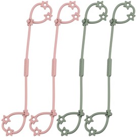 Correas para juguetes de bebé, paquete de 4 correas ajustables y estirables para vasitos, biberones o chupetes para cochecito, trona, asiento de auto, canasta colgante (paquete de 4, Rosado/Salvia x2)