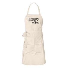 Huuraa Apron Butcher with Heart Gift Cotton Butcher Gift Idea, natural, One size fits all