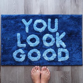 You Look Good Bath Mat Funny Cute Bathroom Rugs Navy Blue Lavender Hello Gorgeous Rug Shower Beautiful Handsome Funny Bathroom Decor Fun Cute Bath Mat Non-Slip Washable