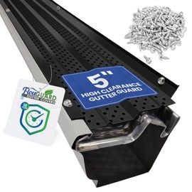 FlowGuard USA Made Professional DIY 5 Inch High Clearance 50-Year Gutter Cover System - Black - Aluminum Gutter Guards - 22 Feet - by FlexxPoint