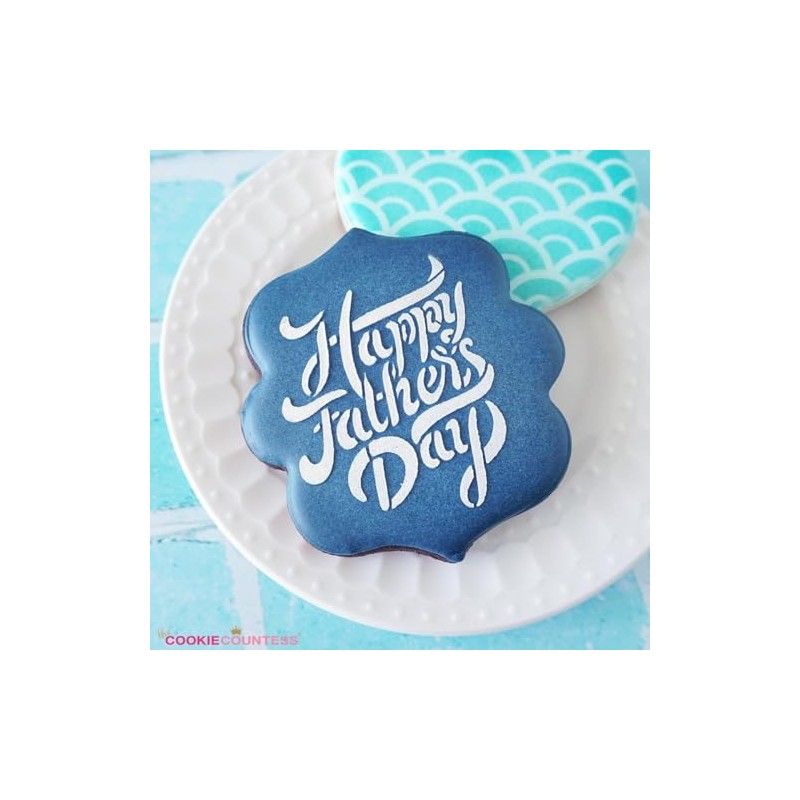 The Cookie Countess Happy Father's Day Brush Script Stencil