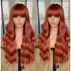 CoCrowns Wig with Bangs Long Wavy Wigs for Women Long