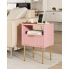 AEPOALUA Nightstand with Charging Station,Small Bedside Table with Gold Frame,Morden