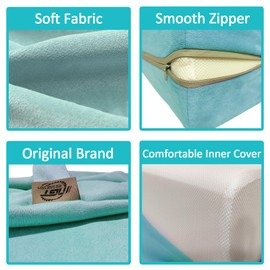 NGT new guide steps Yoga Bolster Pillow for Meditation and Support - 20"*12"*6" Rectangular Yoga Cushion Foam Wedges Washable Suede Pillowcase for Men and Women with Carry Handles. (Green)