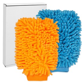 Paint-friendly microfibre washing gloves, extremely absorbent and gentle soft, for wet cleaning with e.g. shampoo, streak-free cleaning, car wash glove, microfibre cloths, car, rim glove