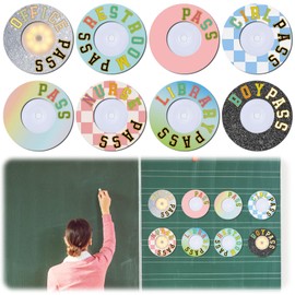 Leinuosen 8 Sets Magnetic Hall Passes and School Passes for Classrooms 8 Indicator Lights for Classrooms Hall Office Restroom(Glitter)