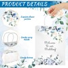 Kolldenn 50 Pcs Blue Floral Gift Bag Bulk with Handles