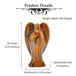 Nupuyai 3" Tiger's Eye Guardian Crystal Angel Statue, Love Pocket Carved Angel Figurine Spiritual Healing Stone Ornament for Home Office Decor