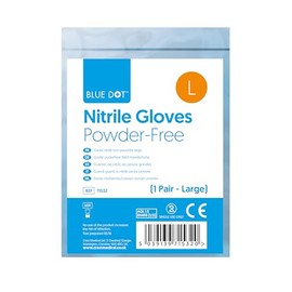 Blue Dots Nitrile Gloves (Pair) – Non-sterile – Latex-free – Smooth Examination Gloves - Large (10)