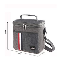 MCXKJ 8L Cool Bag, Small, Lunch Bag, Thermal Bag, Lunch Bag, Insulated Bag, Picnic Bag with Shoulder Strap, Thermal Bag, Leak-Proof, Foldable for Camping, Work, School, Grey