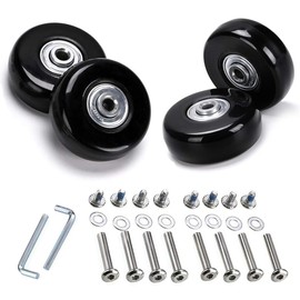 4 Pcs 60 x 18mm Luggage Suitcase Replacement Wheels, Rubber Swivel Caster Wheels Bearings Repair Replacement Parts for Carry-on Roller Bag, Suitcase Bag, Trolley Bag